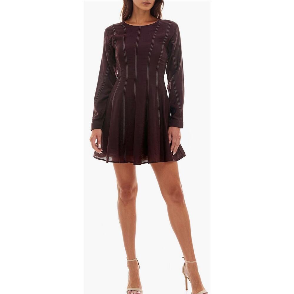 Socialite Mini Dress Stripe Long Sleeve Fit &โ Flare Size Medium NEW